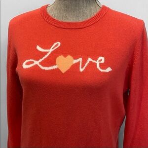 C. Wonder Red Love Graphic Knit Sweater Pullover Crewneck Size Medium